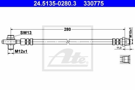 Фото шланг гальмівний ATE 24513502803 Шланг гальмівний ATE 24513502803
