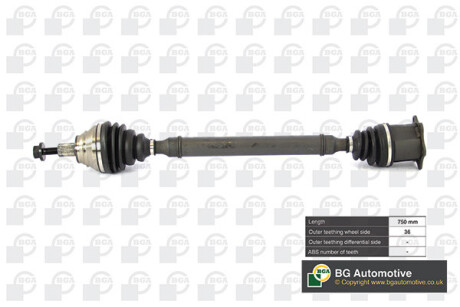 Піввісь VOLKSWAGEN CADDY 2010-, CADDY MAXI 2010-, CC 2011-, EOS 2011-, GOLF 2013-, GOLF PLUS 2009-, JE BGA DS0100R