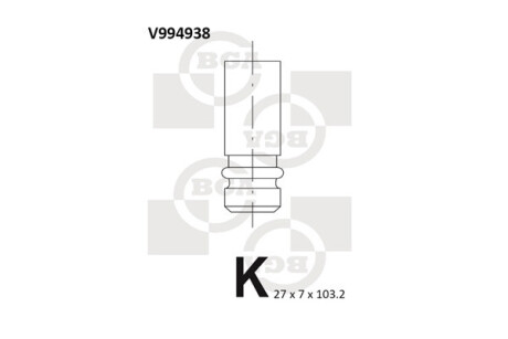 Клапан двигателя EX VOLVO B5254 27X7X103.2 BGA V994938