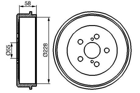 Барабан гальмівний (задній) Toyota Avensis 97-03 (228х58) d=55mm (opt-om) BOSCH 0 986 477 140