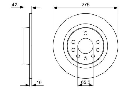 Диск гальмівний ЗАДН OPEL ASTRA H 1.6T 2.0T 05-,ZAFIRA 1.7CDTI-2.2 05- 0 986 479 515-ua BOSCH 0986479515