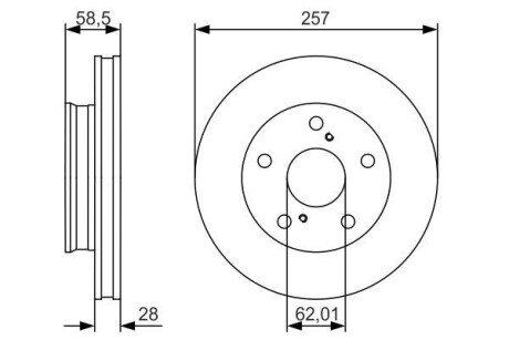 Диск гальмівний ПЕРЕДН ВЕНТИЛ TOYOTA HILUX 2.5 D-4D 16V, 3.0 D-4D 16V 01/11-,07/12- F. 0 986 479 R53-ua BOSCH 0986479R53