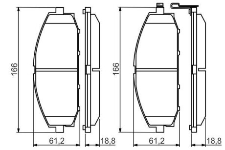 Колодки гальмивни (передни) Nissan Patrol GR V 97- (opt-om) BOSCH 0 986 494 560