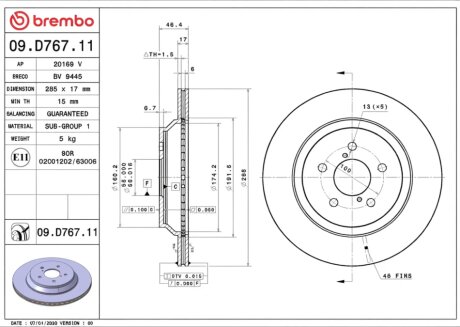 Гальмівний диск BREMBO 09.D767.11