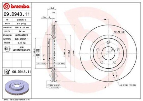 Гальмівний диск BREMBO 09.D943.11
