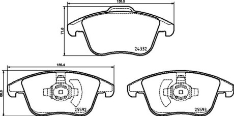Колодки гальмівні дискові ПЕРЕДН FORD MONDEO V HATCHBACK (CE) 09/14,FORD MONDEO V SALOON (CD) 09/12,F -ua BREMBO P 24 211