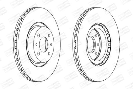 Диск гальмівний передній (кртано)) 2) Fiat Doblo (01-), Bravo (I,II) CHAMPION 561387CH