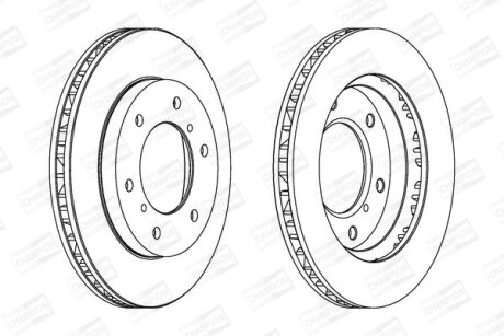 Диск гальмівний передній (кртано)) 2) Mitsubishi Pajero (II,III,IV), Pajero Sport I CHAMPION 562572CH