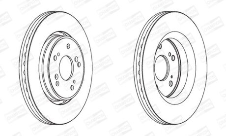 Диск гальмівний передній (кртано)) 2) Honda CR-V (III,IV) CHAMPION 562746CH