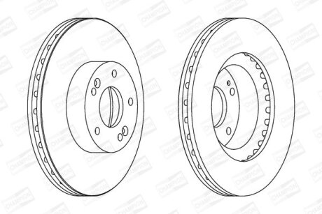 Диск гальмівний передній (кртано)) 2) Hyundai Sonata V, Tucson (04-10)/ Kia Sportage (II,III) CHAMPION 562755CH