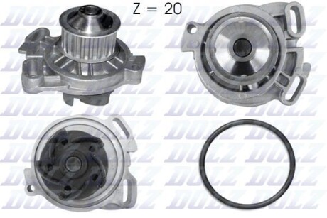 Помпа водяна AUDI 100(43) 100 2.0D 8/1971->7/1982 / VOLVO 940-960 2.4TD 9/1990->6/1998 / VW LT I 2.4D 4/1 DOLZ A154