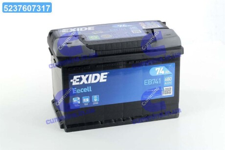 Акумулятор 74Ah-12v EXCELL (278х175х190), L, EN680 EXIDE EB741