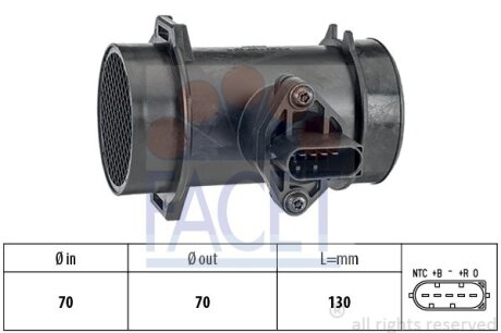 Расходомер воздуха (MAF) Mercedes-Benz C, E, Sprinter, Vito (93-)/SsangYong Kora FACET 101442