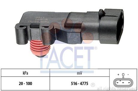 Датчик давления наддува (3 конт.) EPICA/NUBIRA/ASTRA/COMBO 1.4-3.5 92- (10.3011) FACET 103011