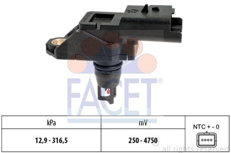 Фото датчик давления наддува Berlingo/Partner 1.6 HDi 10-/Scudo/Jumpy/Expert 2.0 HDi 10- (10.3261) FACET 103261 Датчик давления наддува Berlingo/Partner 1.6 HDi 10-/Scudo/Jumpy/Expert 2.0 HDi 10- (10.3261) FACET 103261