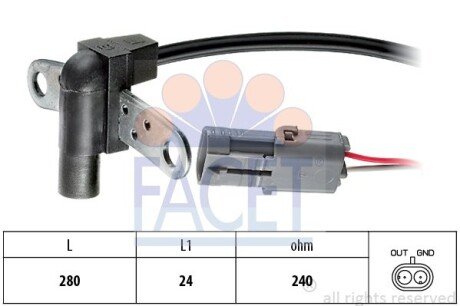 Датчик обертів коленвала Renault 19,LAGUNA, MEGANE 1.2-2.0 88- (9.0023) FACET 90023