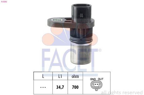 Датчик оборотов коленвала Opel Astra/Vectra 2.2 i (00-) (9.0292) FACET 90292