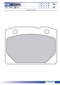 Колодки тормозные дисковые передние LADA 1200-1600 -84, 2101-2107 FOMAR FO 465686