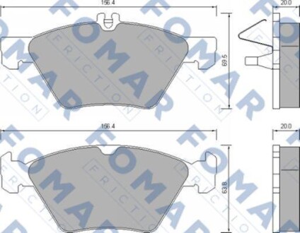 Колодки гальмівні дискові ПЕРЕДН CHRYSLER CROSSFIRE, MB CLK (C208), E (W210, S210), SLK (R170) -ua FOMAR FO 639081