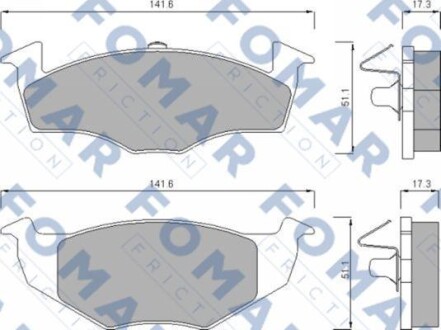 Колодки тормозные дисковые передние SEAT AROSA 97-, SKODA FABIA 02-, VW POLO 94- FOMAR FO 643081