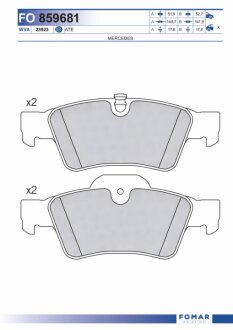 Колодки тормозные дисковые задние MB G-CLASS 2012 -, GL-CLASS 2006 -, M-CLASS 2005 -, R-CLASS 2006 - FOMAR FO 859681