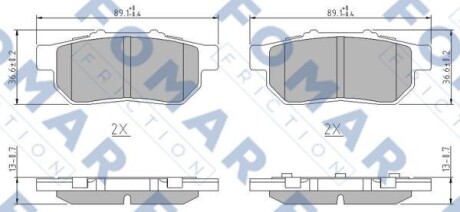 Колодки гальмівні дискові (комплект 4 шт) ЗАДН HONDA CIVIC 89-01. JAZZ 08-. PRELUDE 89-92 FOMAR FO 902681