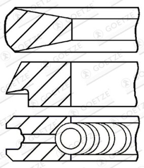 Кільця поршневі (1CYL) PSA/FORD 75.0 ((2.5/1.95/2) DV6ETED(9HW)/DV6ETEDM(9HK)/9HR(DV6C)/T1BA/T1DA GOETZE 08-433600-00