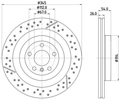 Диск гальмівний PRO High Carbon задній на MB GLE, GLS 2015-2019 HELLA 8DD355132461