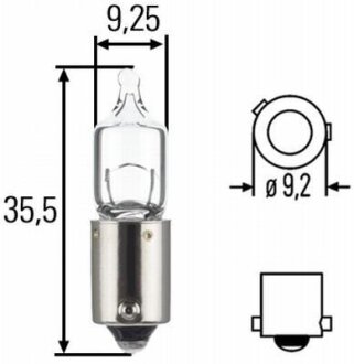 Лампа розжарювання H6W 12V 6W BAX 9s HELLA 8GH007643121