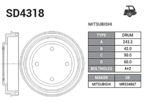 Диск гальмівний Hi-Q (SANGSIN) SD4318