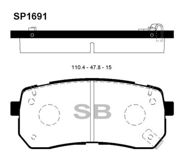 Колодки гальмівні дискові ЗАДН KIA SORENTO 2.2CRDI 2015- Hi-Q (SANGSIN) SP1691