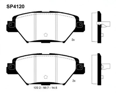 Колодки гальмівні дискові (комплект 4 шт) Hi-Q (SANGSIN) SP4120