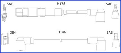 Комплект кабелів високовольтних MB 190 W201 COUPE C123 C124 -ua Huco 134755