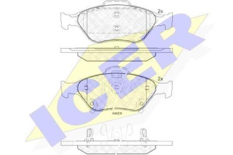 Комплект гальмівних колодок.).) ICER 181877