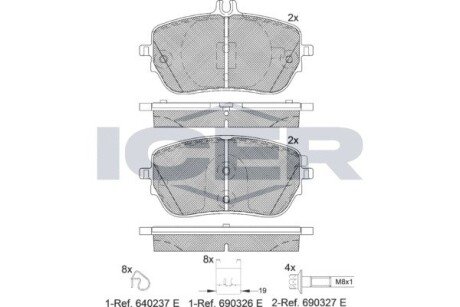 Комплект гальмівних колодок (дискових) ICER 182337