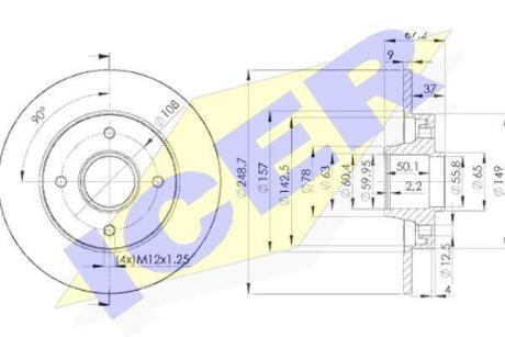 Диск тормозной ICER 78BD4744-1