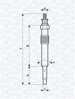 Свеча накаливания Ford Connect 1.8TDCI 02- (UC22A) UA63 MAGNETI MARELLI 062900018304