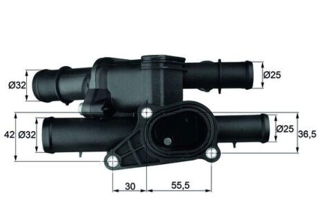 Термостат VW Golf 1.6 97-08 / Passat 1.6 FSI 05-08 (АКПП) MAHLE UA63 MAHLE / KNECHT TM 2 105