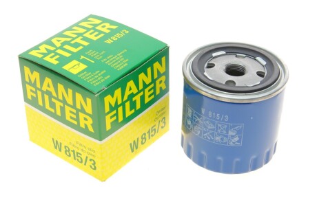 Фільтр масляний Peugeot 205 1.1/1.4 87-90/305 1.5 85-90 -FILTER UA63 MANN W 815/3