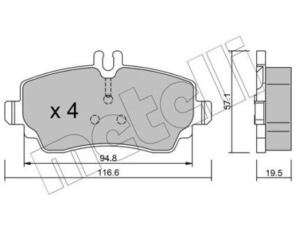 Колодки гальмівні (передні) MB Vaneo (W414) 02-05 UA63 Metelli 22-0310-1