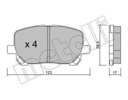 Колодки гальмивни (передни) Toyota Avensis Verso 2.0/2.0D 01-09 UA63 Metelli 22-0427-0