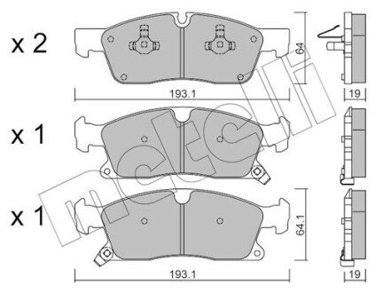 Колодки гальмівні (передні) Jeep Grand Cherokee IV 3.0-6.4 10- UA63 Metelli 22-0927-0