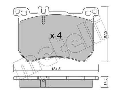 Колодки гальмівні (передні) MB S-class (W222,V222,X222)/SL-class (R231) 12- (opt-om) Metelli 22-1021-0