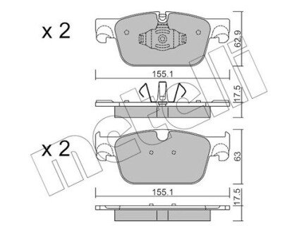 Колодки гальмівні (передні) Volvo S60 III/S90 II/ V60 II/ XC60 II 16- UA63 Metelli 22-1119-0