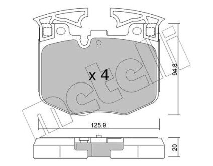 Колодки гальмивни (передни) BMW 3 (G20) 18-/5 (G30/F90)/7 (G11/G12) 15- UA63 Metelli 22-1146-0