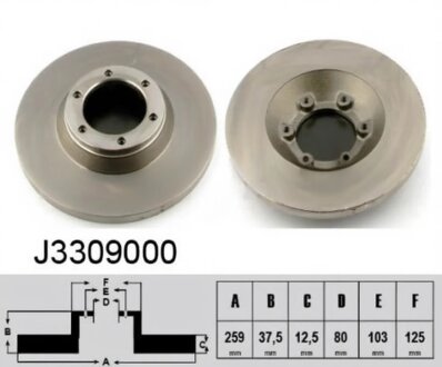 Диск гальмівний ISUZU TROOPER 2.2D 84/05- -ua NIPPARTS J3309000