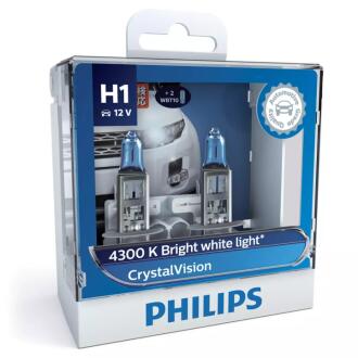 Лампа розжарювання H1 12V 55W P14,5s Cristal Vision + 2x W5W 4300K C.I.U PHILIPS 12258CVSM