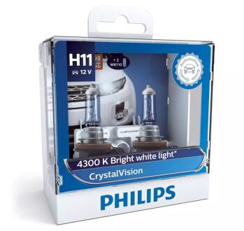 Лампа розжарювання H11 12V 55W PGJ19-2 Cristal Vision + 2x W5W 4300K (к-т) PHILIPS 12362CVSМ
