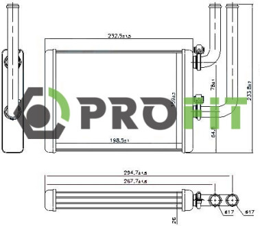 Радіатор пічки ОТОПИТЕЛЬ MITSUBISHI LANCER 03-08. OUTLANDER 03-06 -ua PROFIT 1760-0827
