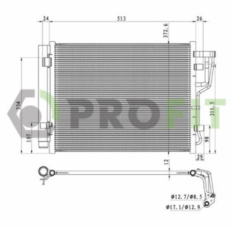 Конденсер кондиціонера КОНДЕНСЕР HYUNDAI I30 07-12. KIA CEE`D 06-12 -ua PROFIT 1770-0154